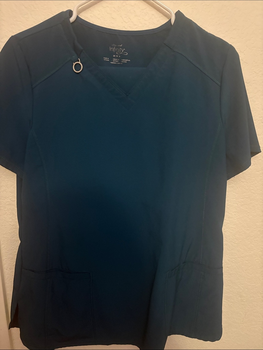 Infinity by Cherokee Teal V-Neck Short Sleeve Scrub Top